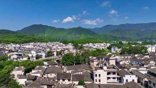 航拍中国传统水墨风安徽黟县宏村景区