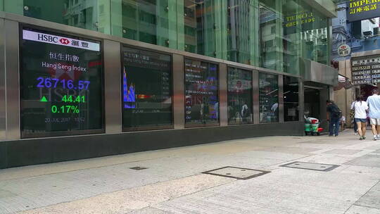 香港股市证券中心延时视频素材模板下载
