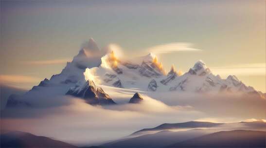 AIGC素材 雪山山峰之巅山脉风景