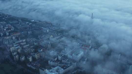 华沙，城市，波兰，雾