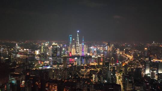 上海天际线夜景航拍
