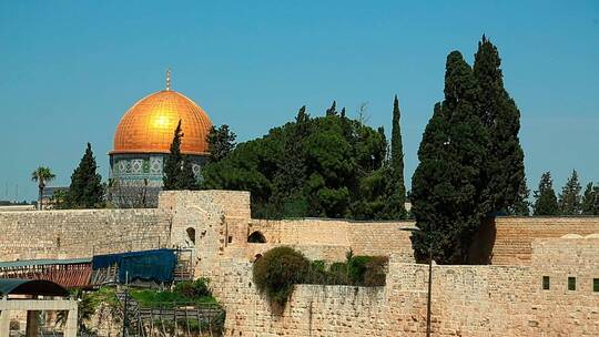 耶路撒冷的圆顶清真寺视频素材模板下载