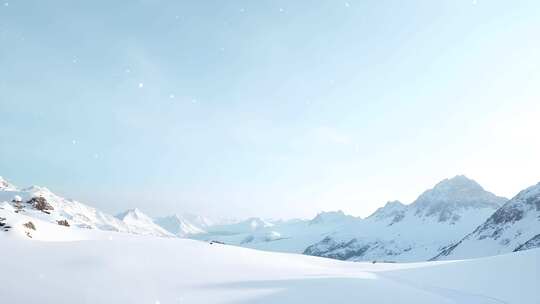 白色雪地雪山4k舞台粒子活动背景