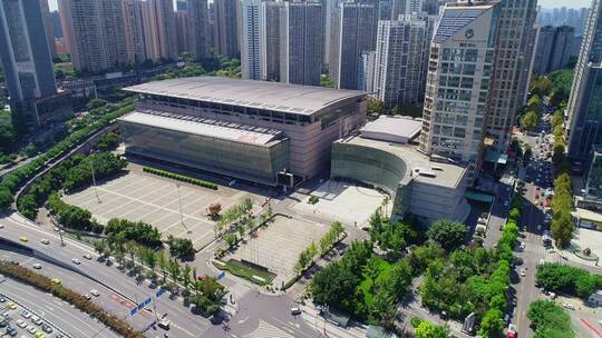 南岸区会展中心亚太商谷重庆游乐园航拍视频素材模板下载
