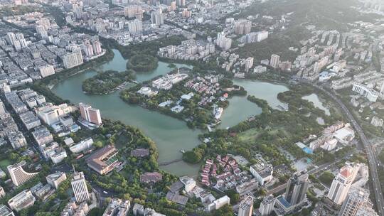 航拍福建福州鼓楼区镇海楼屏山公园