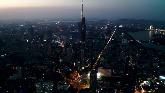 江苏省南京市夜景城市风光航拍