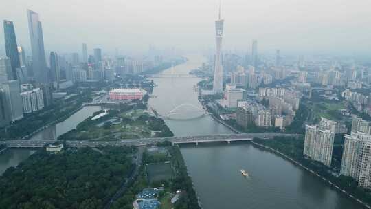 航拍广州塔全景旅游胜地地标建筑网红地