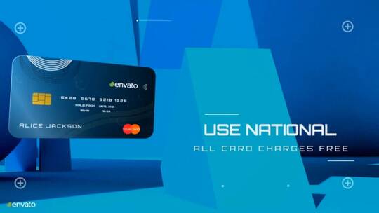 蓝色科技感信用卡模型促销宣传展示AE模板AE视频素材教程下载