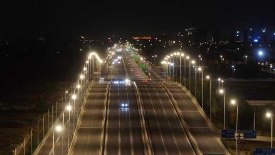 银川沈阳路快速路夜景车流航拍03