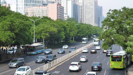 北京cbd白天城市风光拥挤道路交通