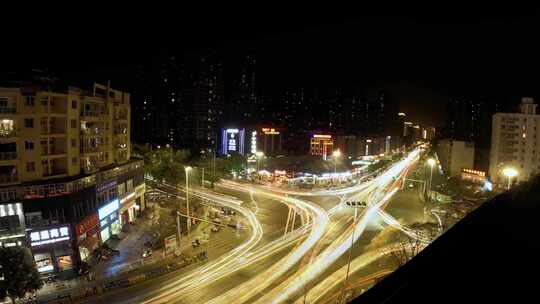 昆明城市夜景车轨延时4K