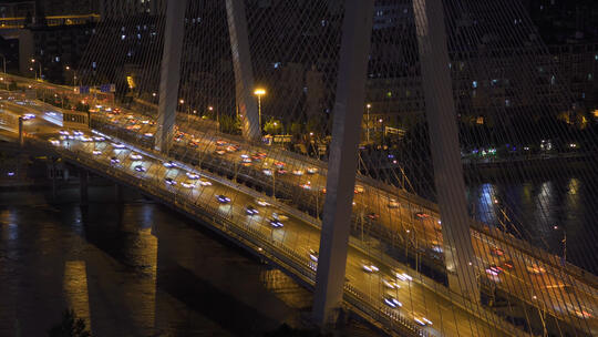 城市夜景桥梁道路交通车流