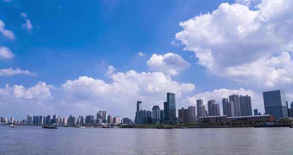 上海黄浦江现代建筑全景4k延时