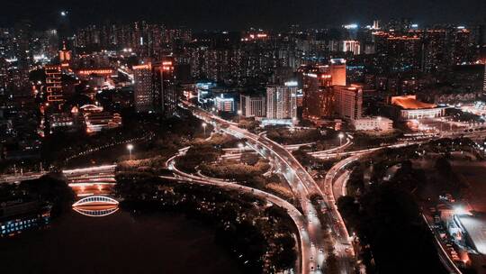 航拍城市夜景风光