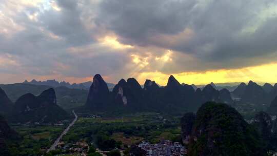 桂林风光日落的延时风光美丽