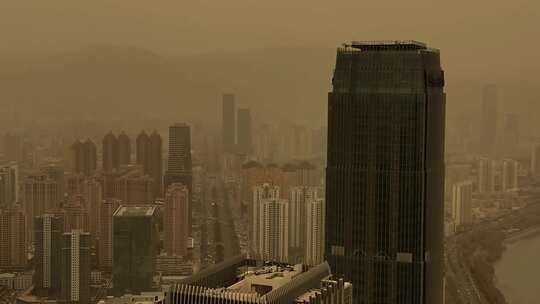 城市雾霾沙尘天气视频素材模板下载