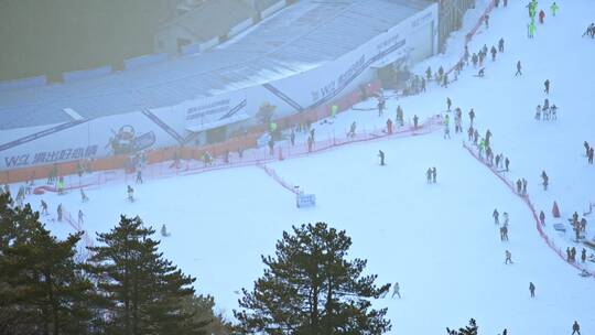 户外运动场大明山万松岭滑雪场视频素材模板下载