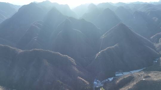 航拍山脉地质公园沟壑峰峦风光雄威高山