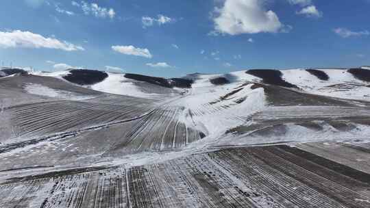 航拍冬天北方冬季 农村雪景