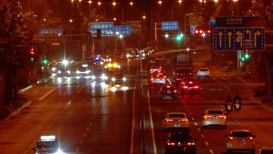 夜景城市隧道车流快速路道路行驶交通