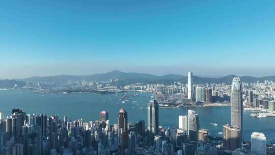 香港维多利亚港航拍香港城市建筑风光风景