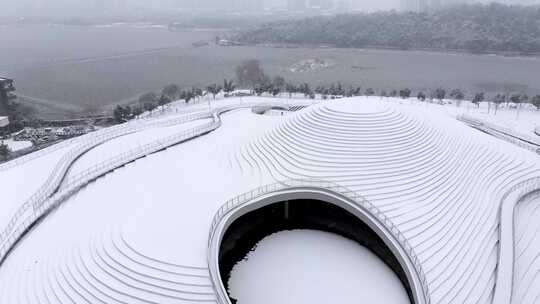 【航拍】武汉美术馆（琴台馆）雪景视频素材模板下载