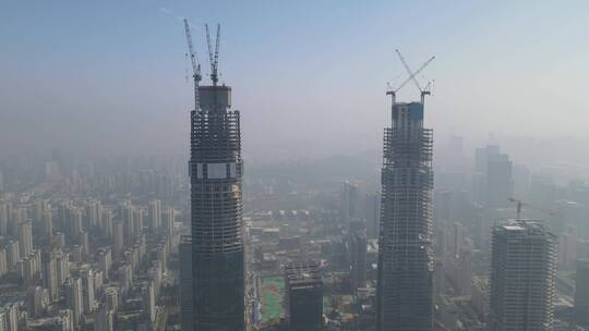 航拍山东济南城市建设