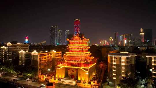 航拍广西柳州旅游城市夜景街景