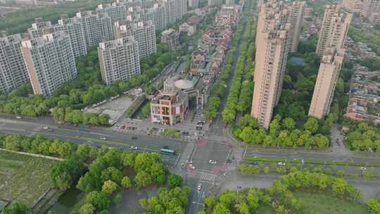 上海嘉定新城西云楼商业街 航拍视频素材模板下载