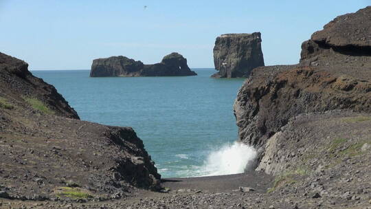 冰岛海岸的悬崖视频素材模板下载