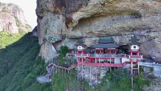 航拍福建漳州平和灵通岩悬空寺青云寺视频素材模板下载