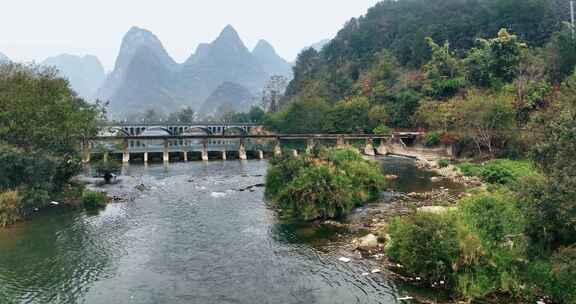 广西河池巴马盘阳河风景区航拍0789