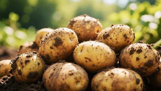 田地里新鲜出土的马铃薯