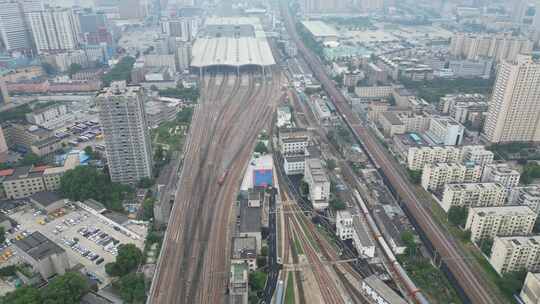 河南郑州城市风光老城区建筑航拍