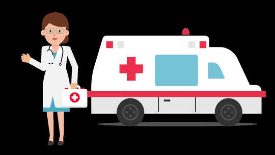 MG医疗救护车卡通形象动画视频素材模板下载