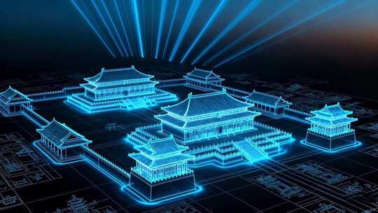 古风建筑3D光影效果展示