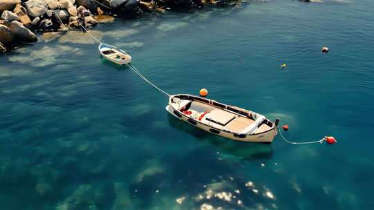 海上停泊的两艘小船