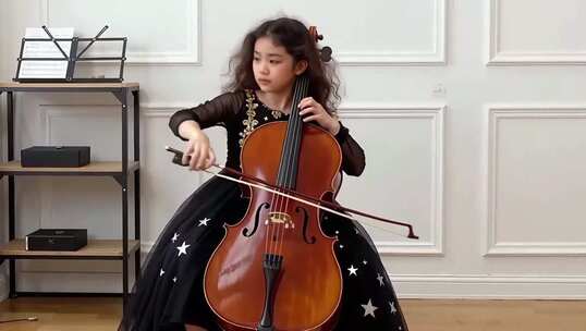 小女孩室内演奏大提琴