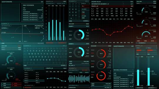 图表科幻屏幕HUD操作系统智能界面交互视频素材模板下载