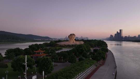 长沙橘子洲景区橘子洲大气航拍