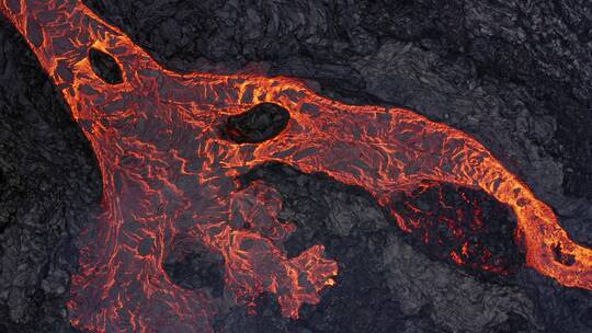 航拍火山熔岩景观