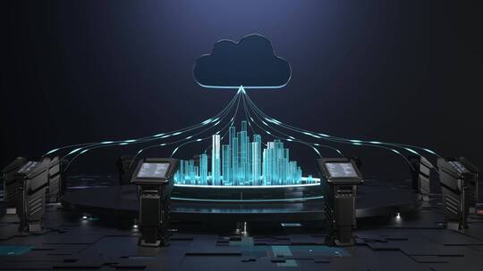 人工存储云和未来城市无人指挥中心3D动画