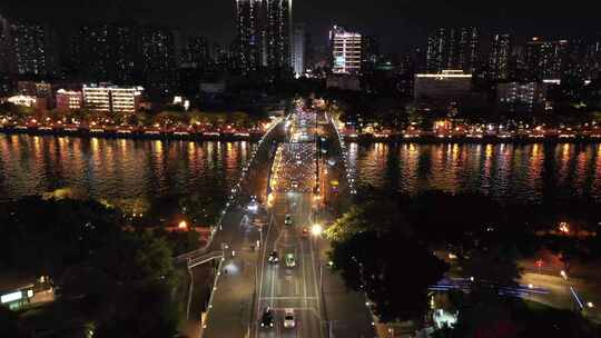 广州海珠广场夜景航拍素材