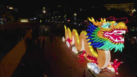 湖南省株洲市神农广场4k航拍首届神农庙会