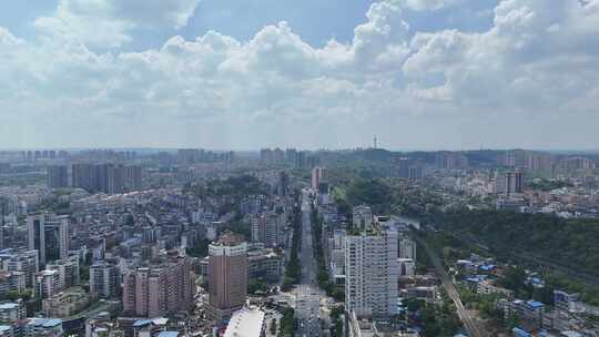 航拍四川自贡大景自贡城市建设