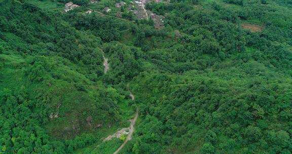 航拍峨眉山后山乡村风景