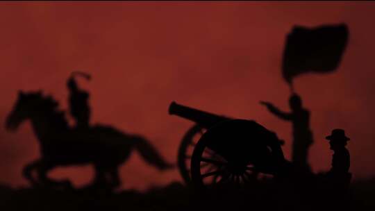 古代战争大炮骑兵厮杀剪影视频素材模板下载