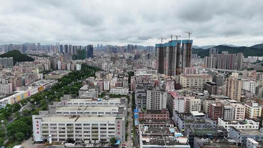 广东深圳城市风光龙华区城市建设航拍