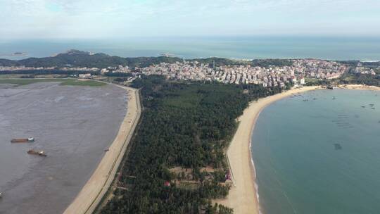 福建莆田湄洲岛海岸线岛屿自然风光航拍