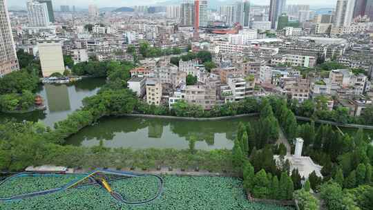 广西玉林风光玉林市人民公园航拍